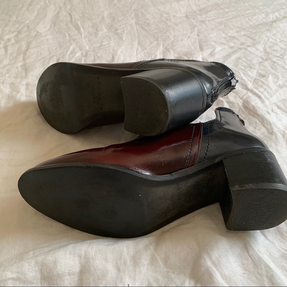 Zara oxblood ankle chunky heel boots (s6) - Picture 7 of 8